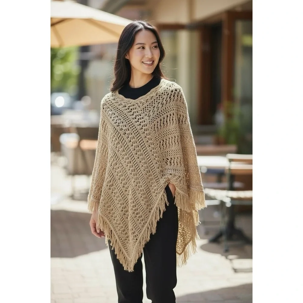 Y2K Boho Shawl Cape Size One Size Womens Wrap Warm Questions‎ By Say What Retro